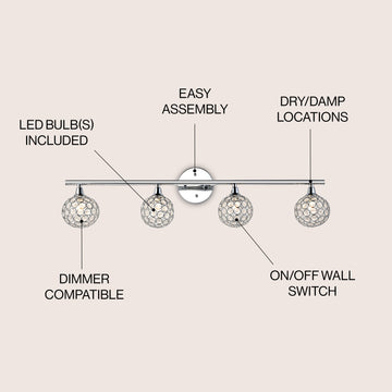 Maeve Iron/Glass Contemporary Glam LED Vanity Light